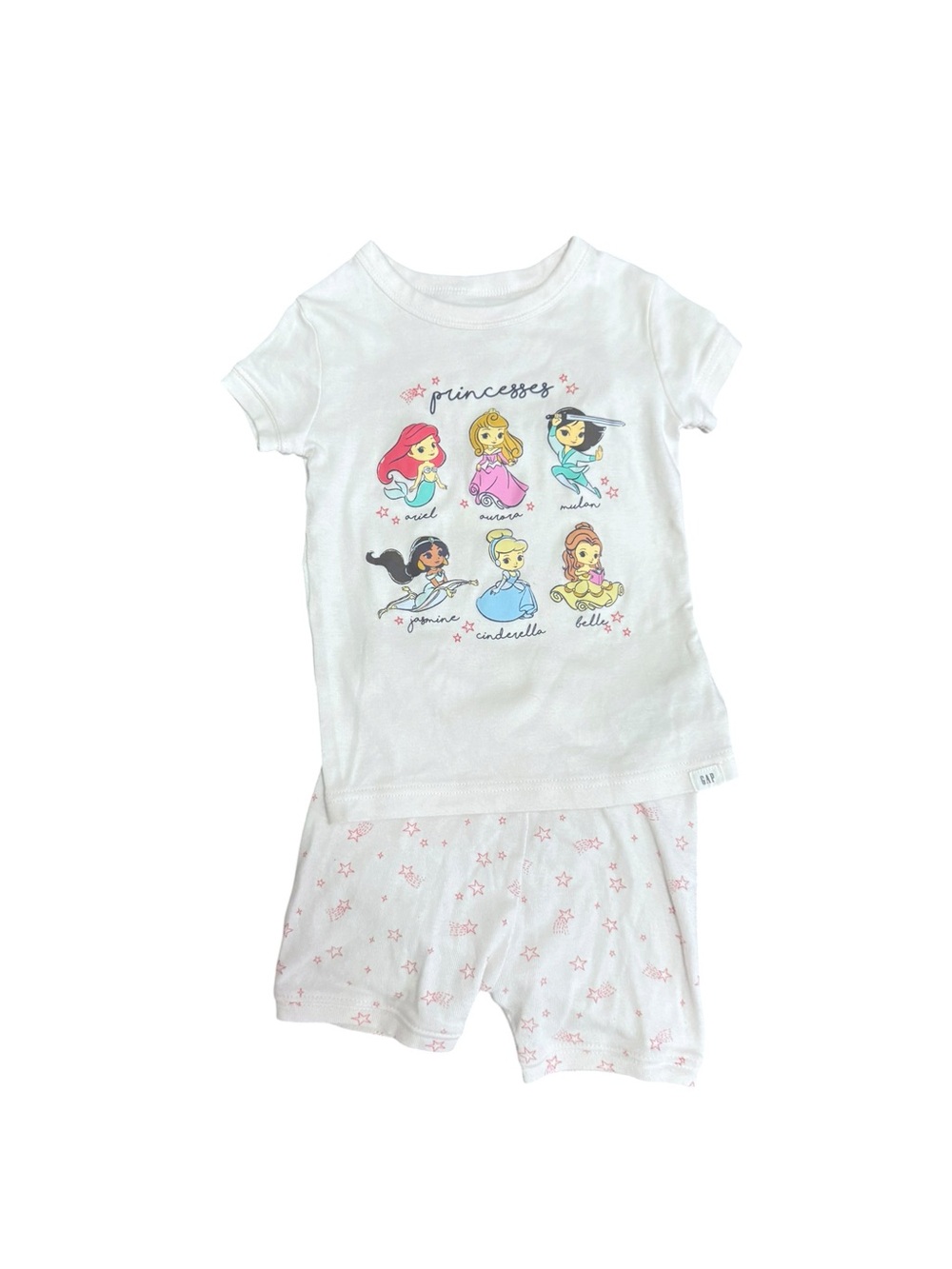 GAP White Girls Princess Graphic Short Pajama Set - Multicolor